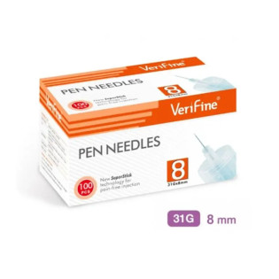 Aiguille Stylo Insuline 8 mm 32G Verifine Boite de 100